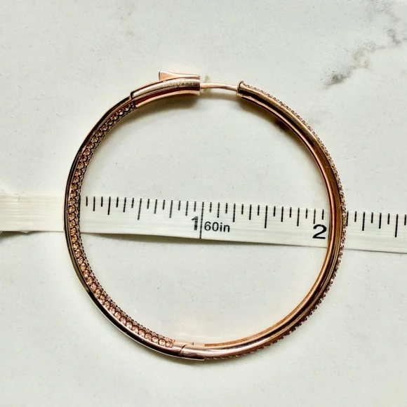 Nickho Rey Slim Tire 14K-Rose-Gold Vermeil & Crystal Hoop Earrings - Picture 5 of 6